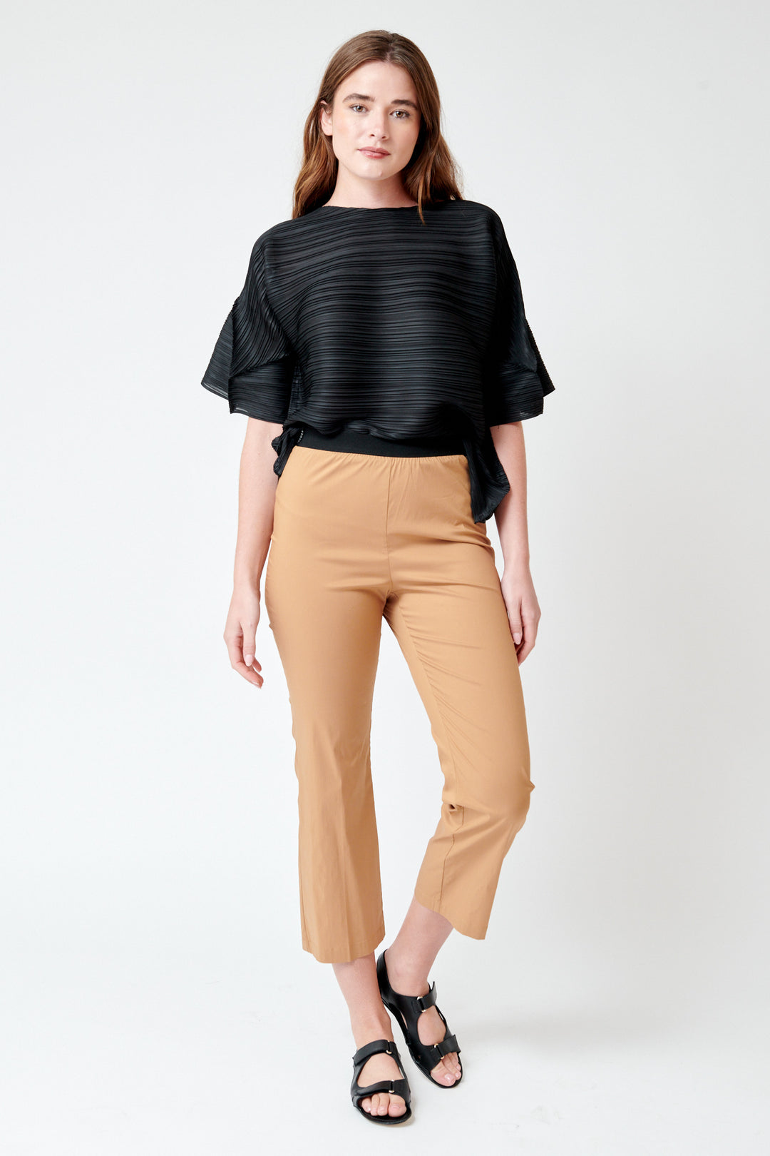 Julia wearing Meimeij Elastic Banded Waist Pull On Pant front view
