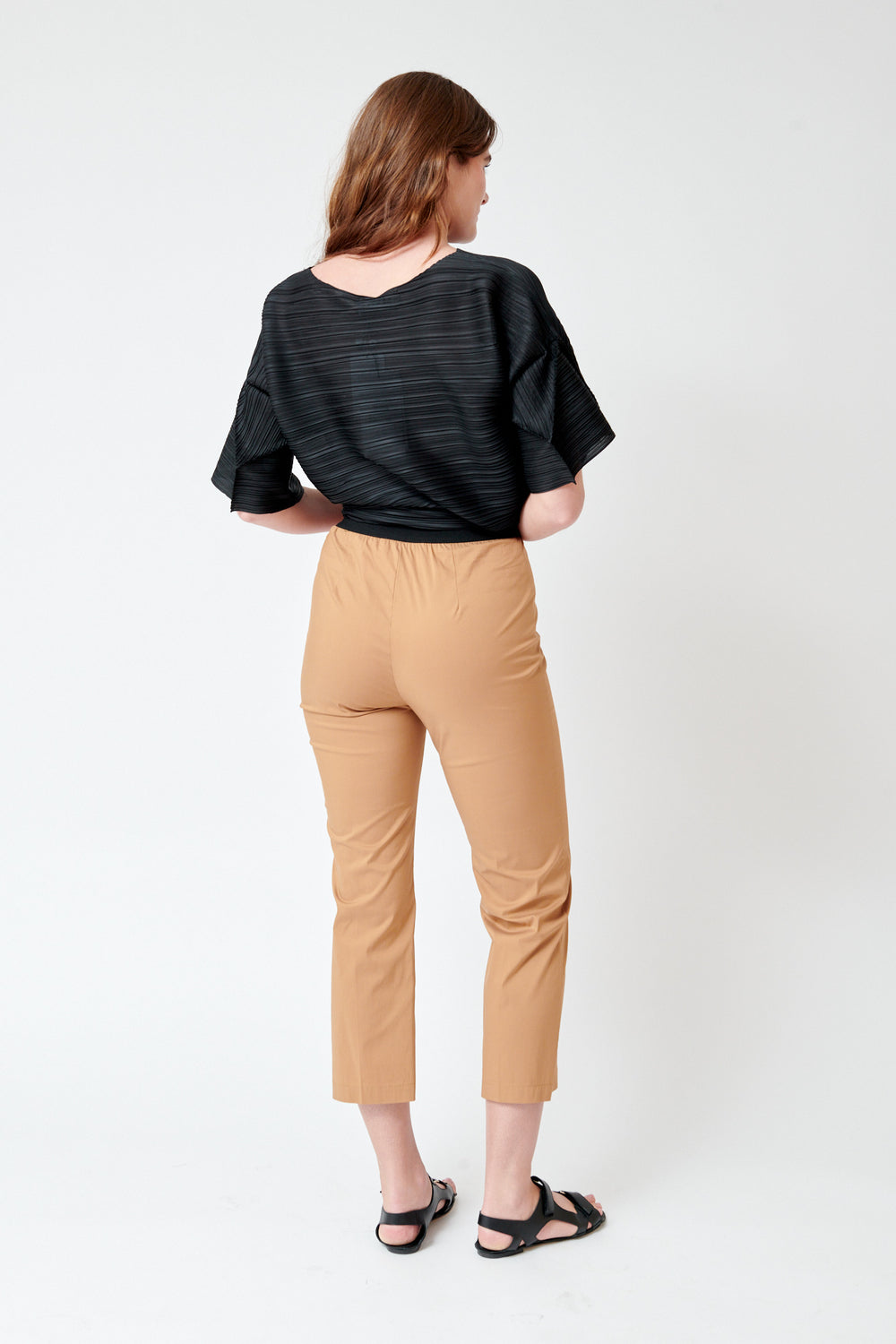 Julia wearing Meimeij Elastic Banded Waist Pull On Pant rear view