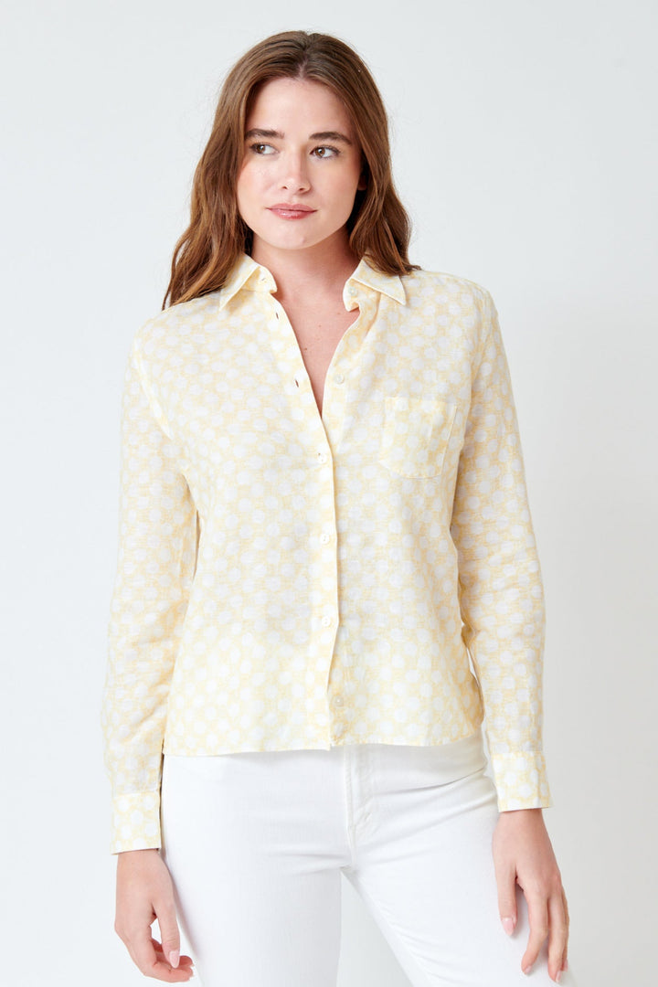 Julia wearing Giangi Romina Single Pocket Shirt front view