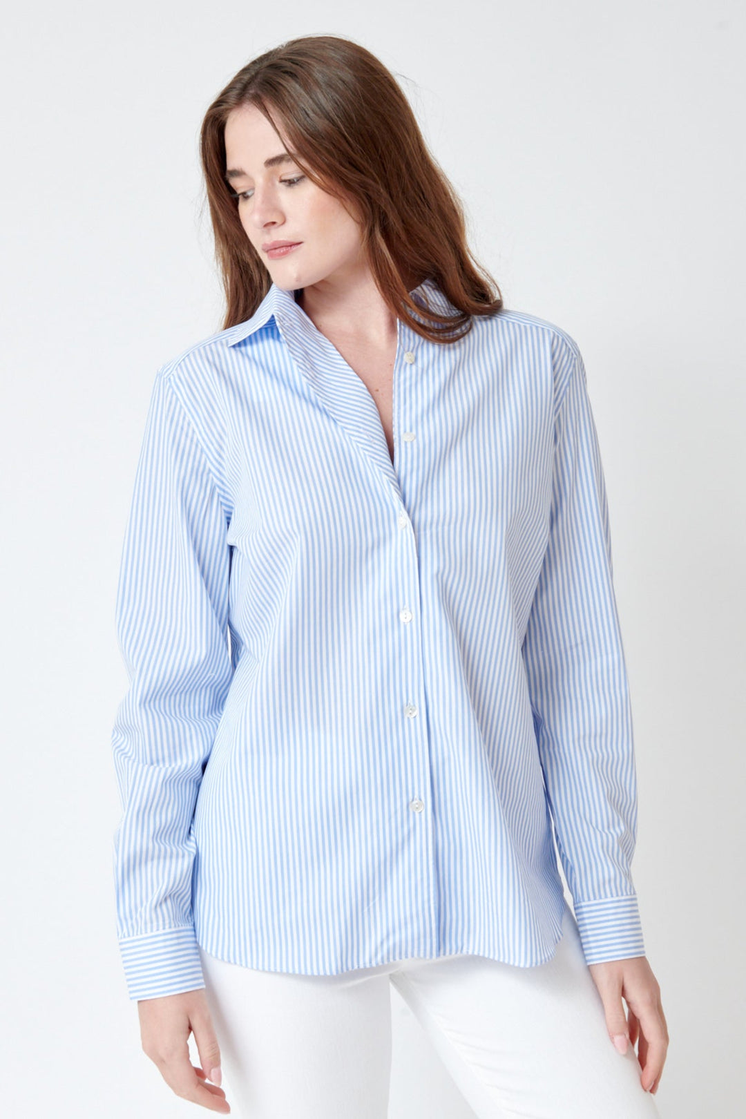 Julia wearing Giangi Rebecca Slightly Fitted Shirt front view