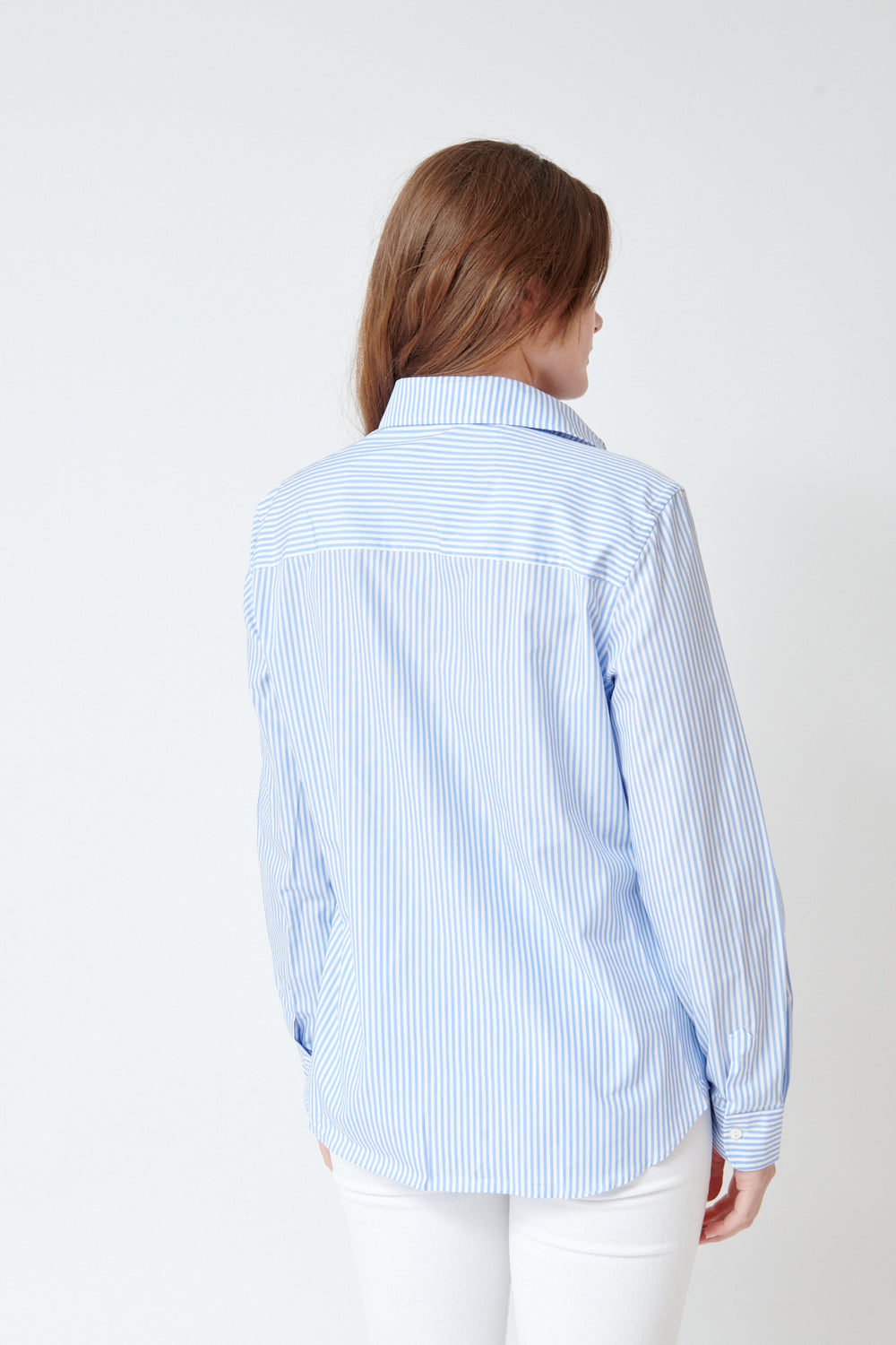 Julia wearing Giangi Rebecca Slightly Fitted Shirt rear view