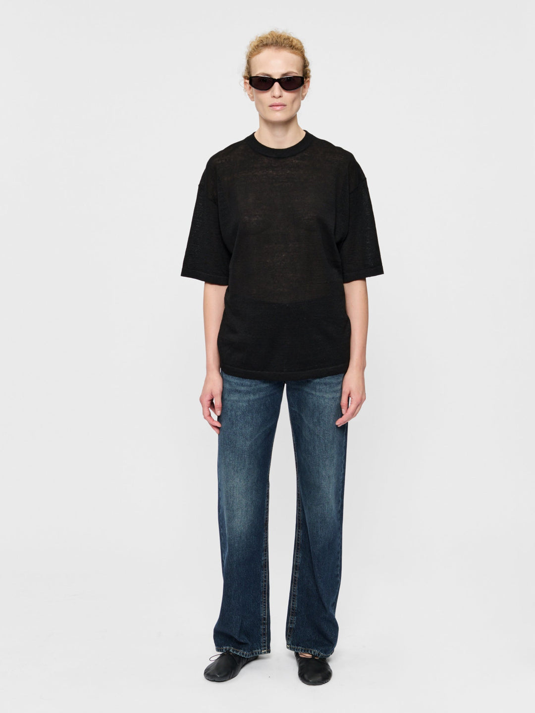 6397 Big Knit T in Black — front