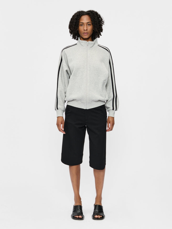 6397 Fleecy Track Zip Up in Iron — front