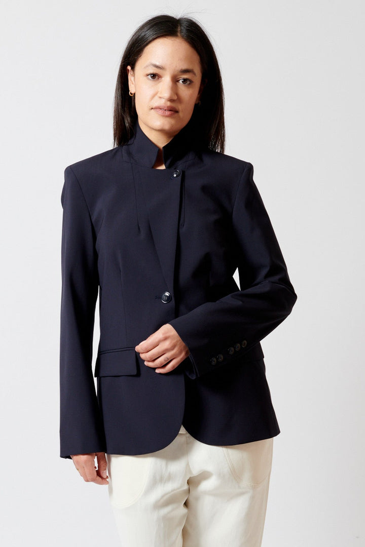 Amanda wearing TWP Supper Jacket front view