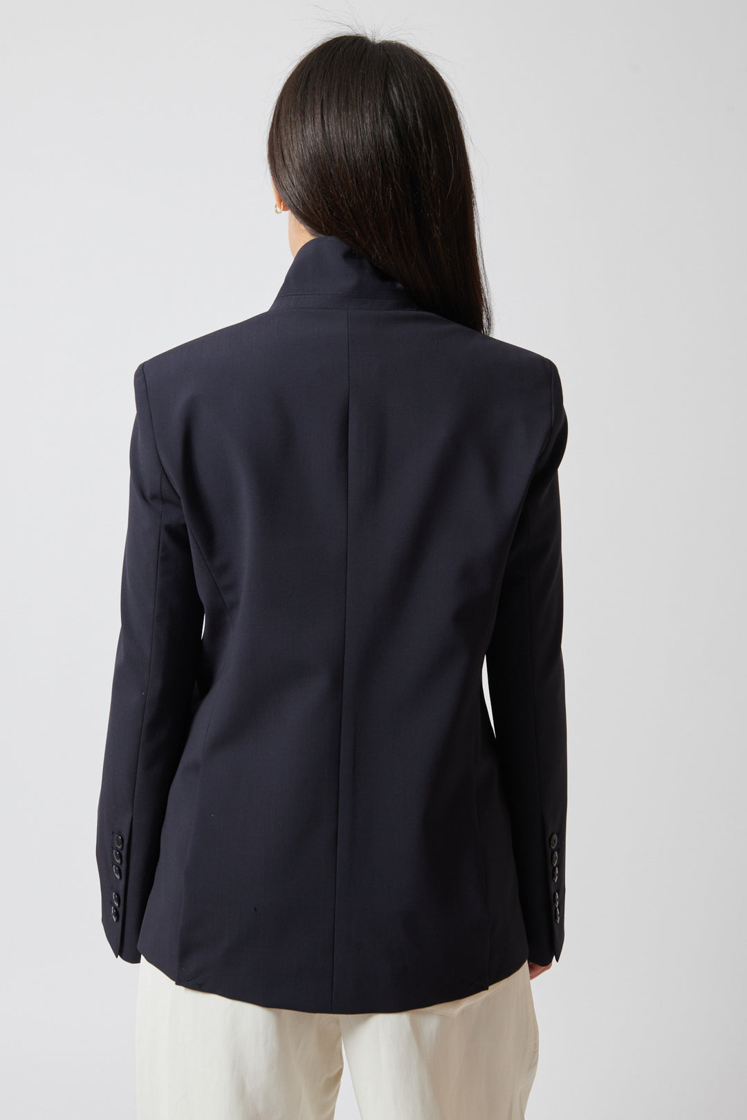 Amanda wearing TWP Supper Jacket rear view