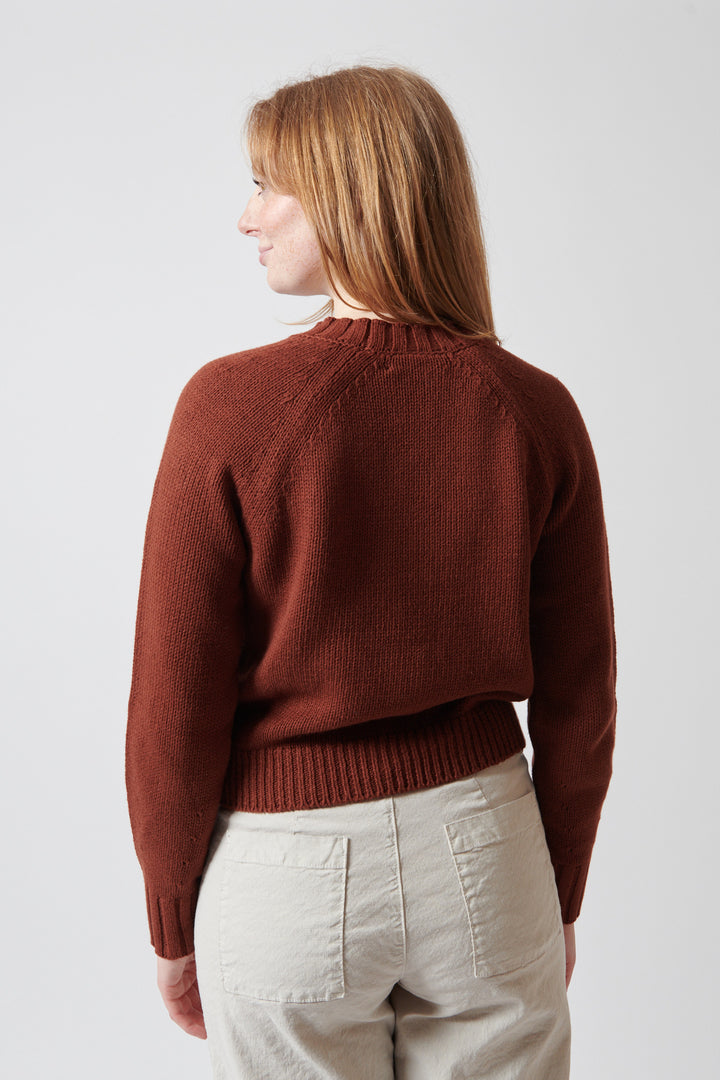 Waverly wearing White + Warren Cotton Blend Beachy Crew rear view