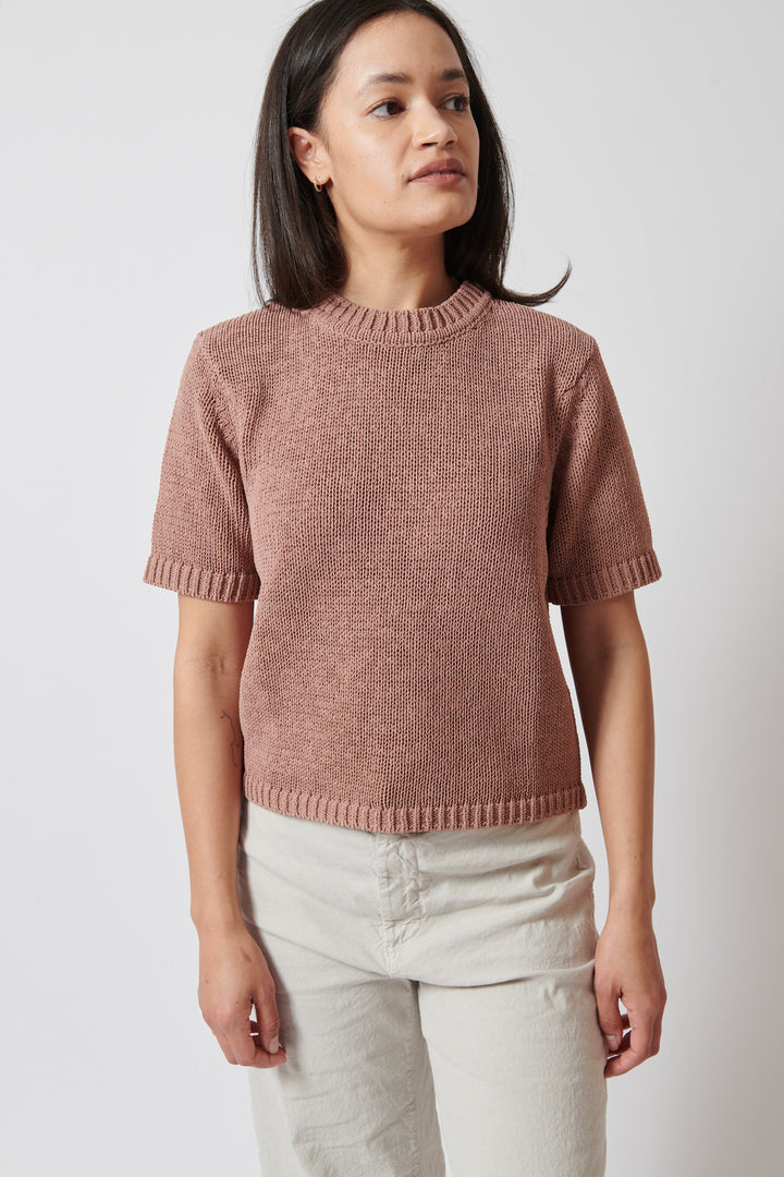 Amanda wearing White + Warren Organic Cotton Tape TShirt front view