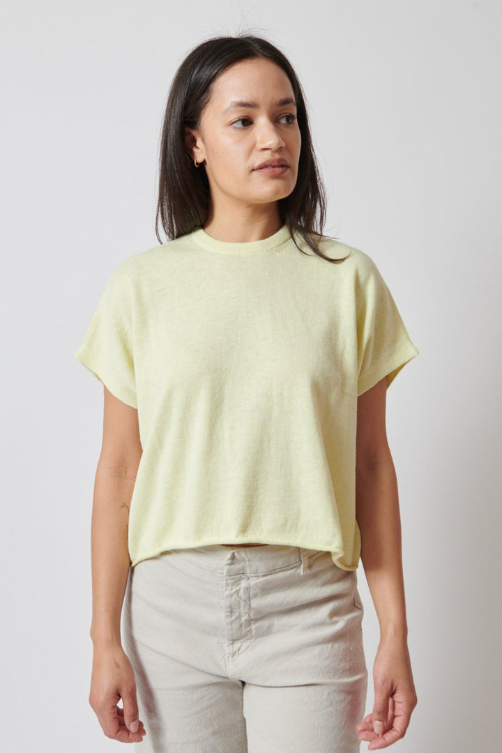 Amanda wearing White + Warren Organic Cotton Blend Easy TShirt front view