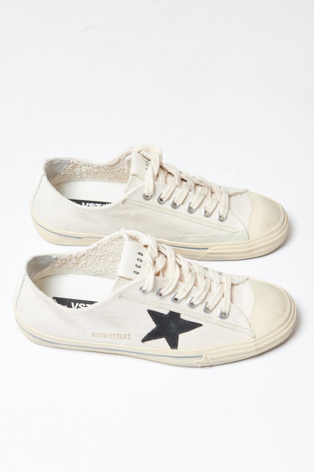 Flat lay of Golden Goose V Star 2 side view