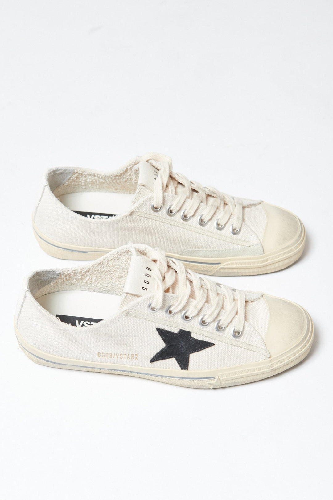 Flat lay of Golden Goose V Star 2 side view