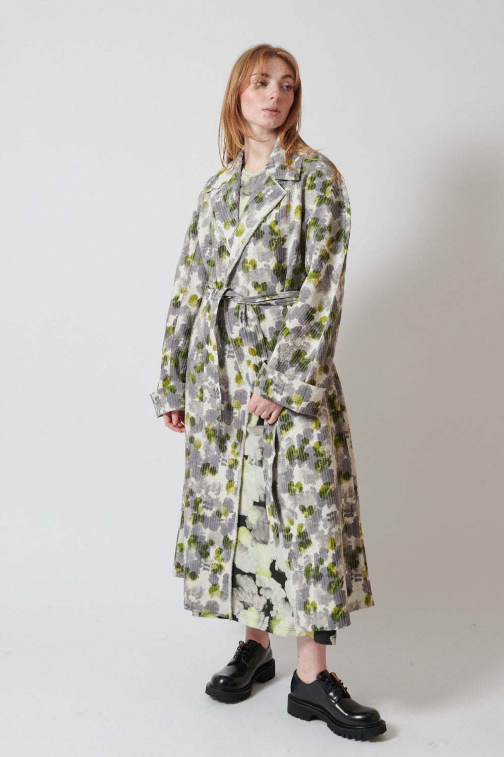 Waverly wearing Christian Wijnants Cumina Quilted Coat With Lapel Collar front view