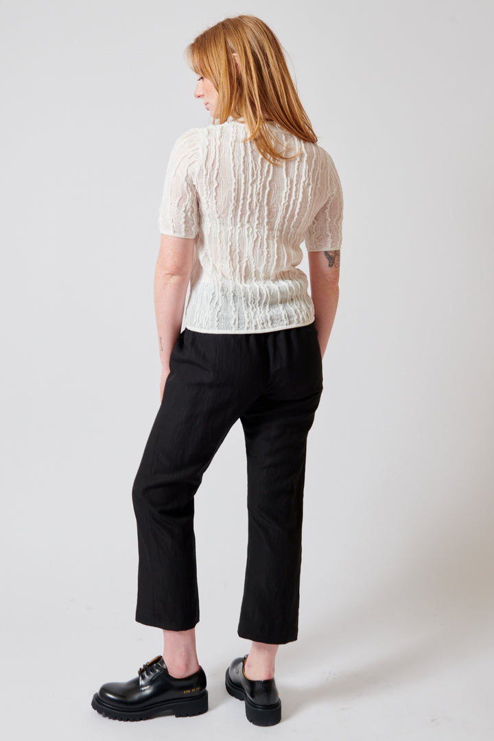 Waverly wearing Zero + Maria Cornejo Eko Para Drape Pant rear view