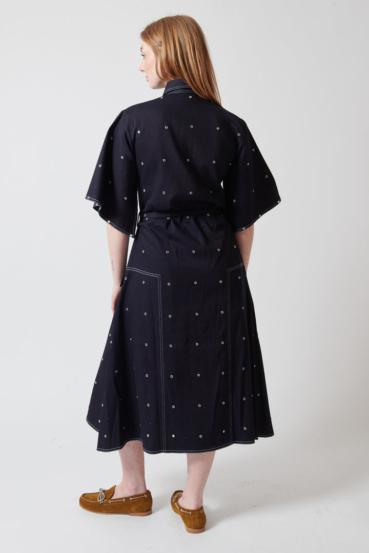 Waverly wearing Lovebirds Lidia Dress rear view