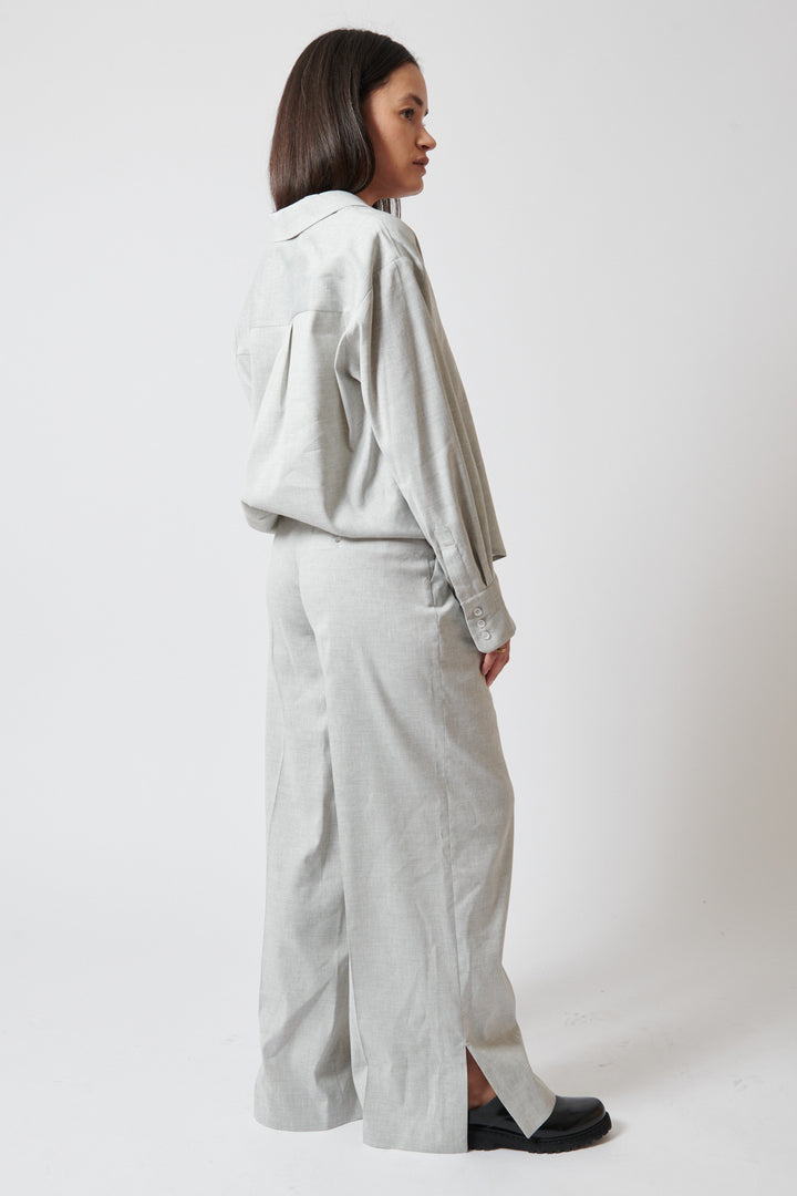 Amanda wearing The Garment Gabriel Wide Pants rear/side view