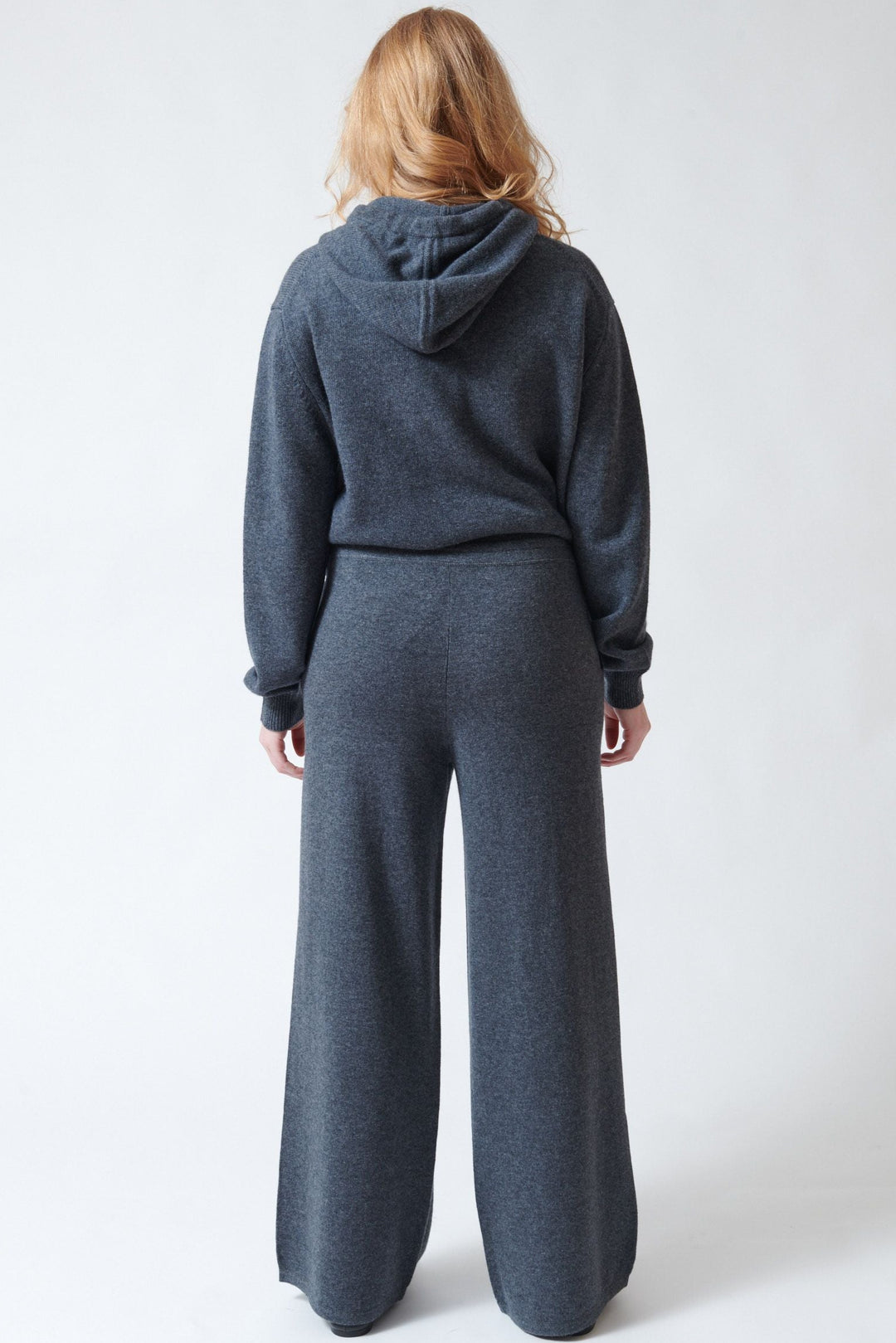 Waverly wearing Jumper 1234 Merino Wide Leg Joggers rear view