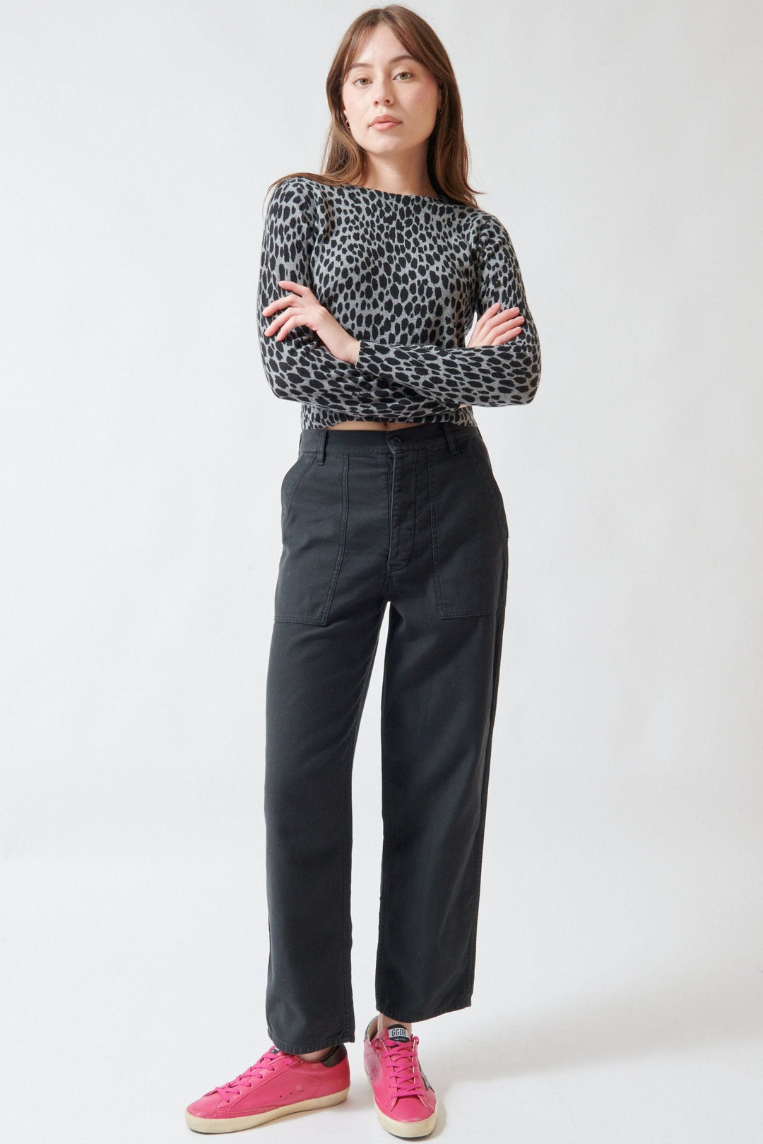 Angela wearing Nili Lotan Earl Pant front view
