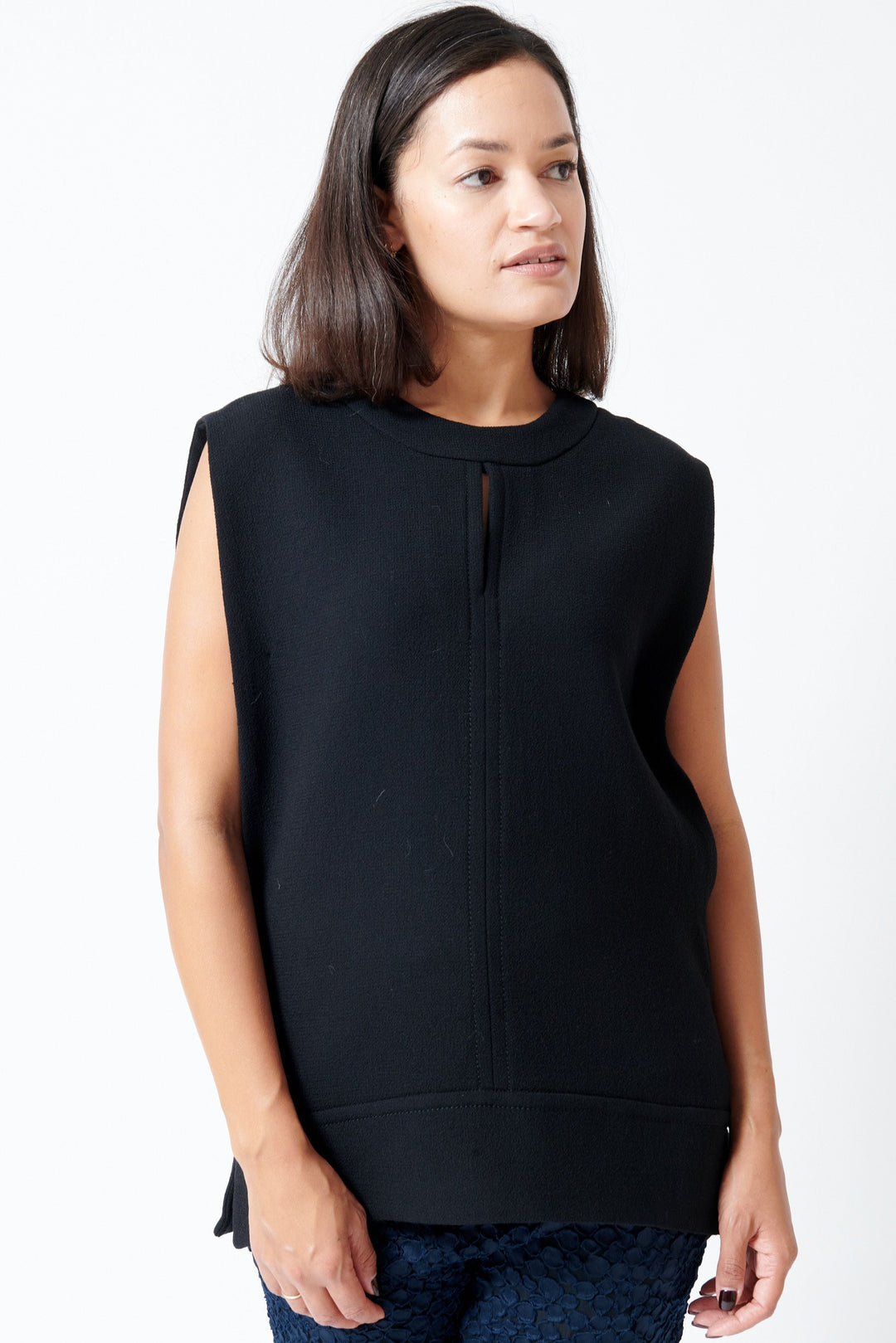 Model wearing Odeeh Heavy Georgette Top front view