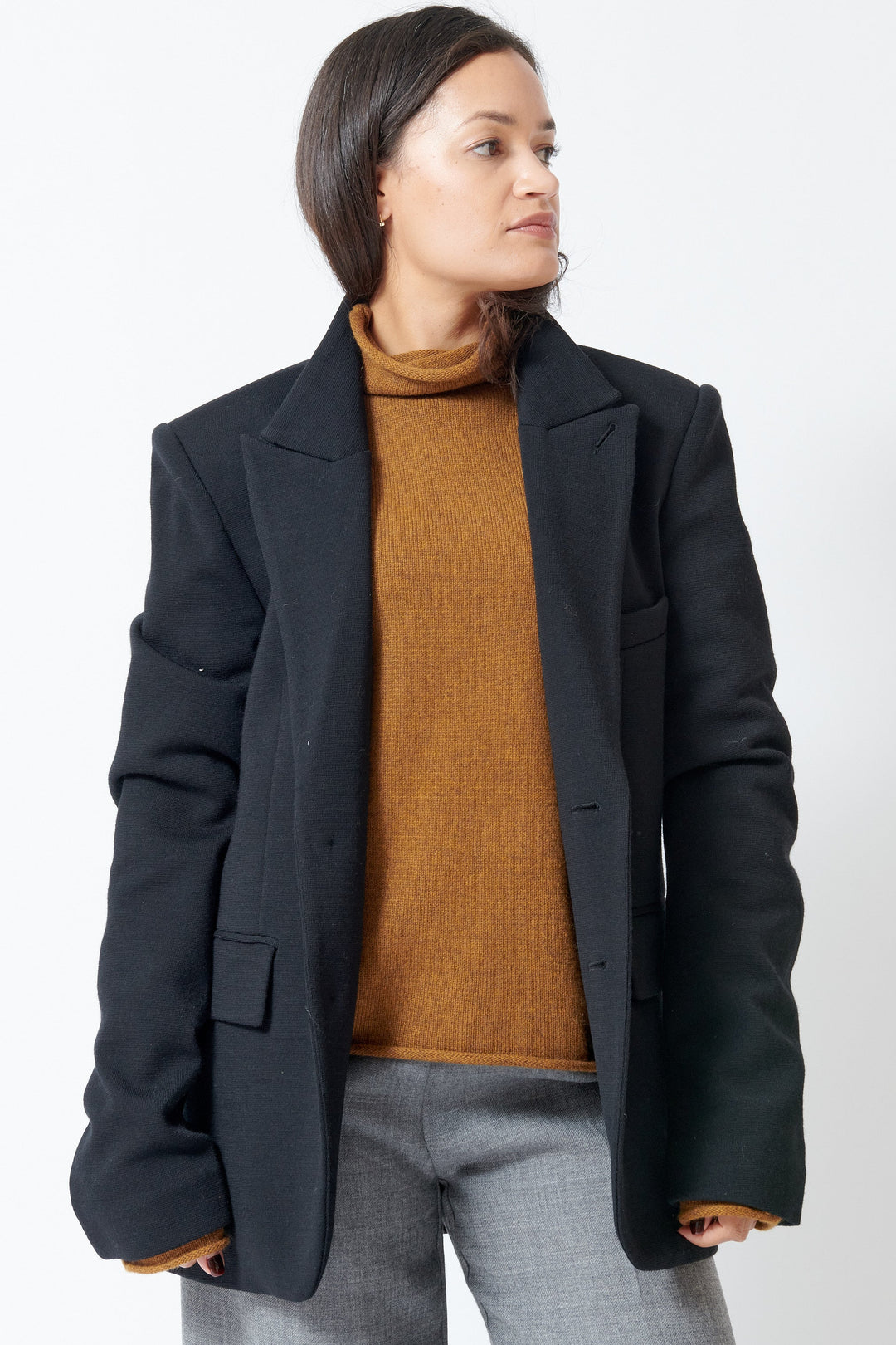Model wearing 6397 Knit Sporting Blazer front view