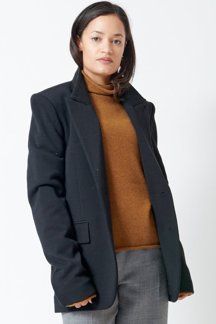 Model wearing 6397 Knit Sporting Blazer front/side view