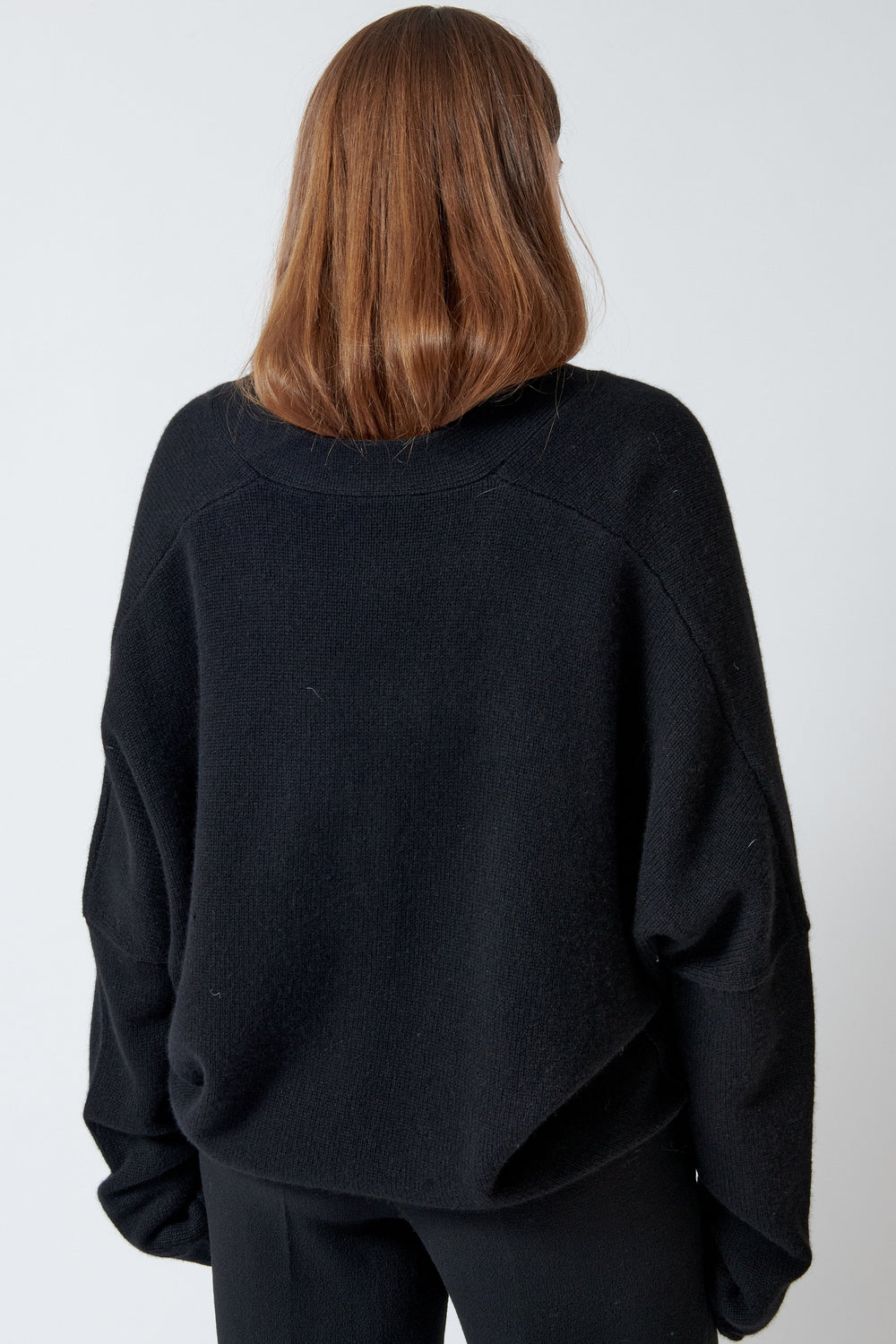 Model wearing 6397 Maude Cardigan rear view