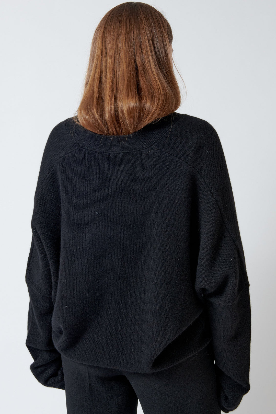 Model wearing 6397 Maude Cardigan rear view