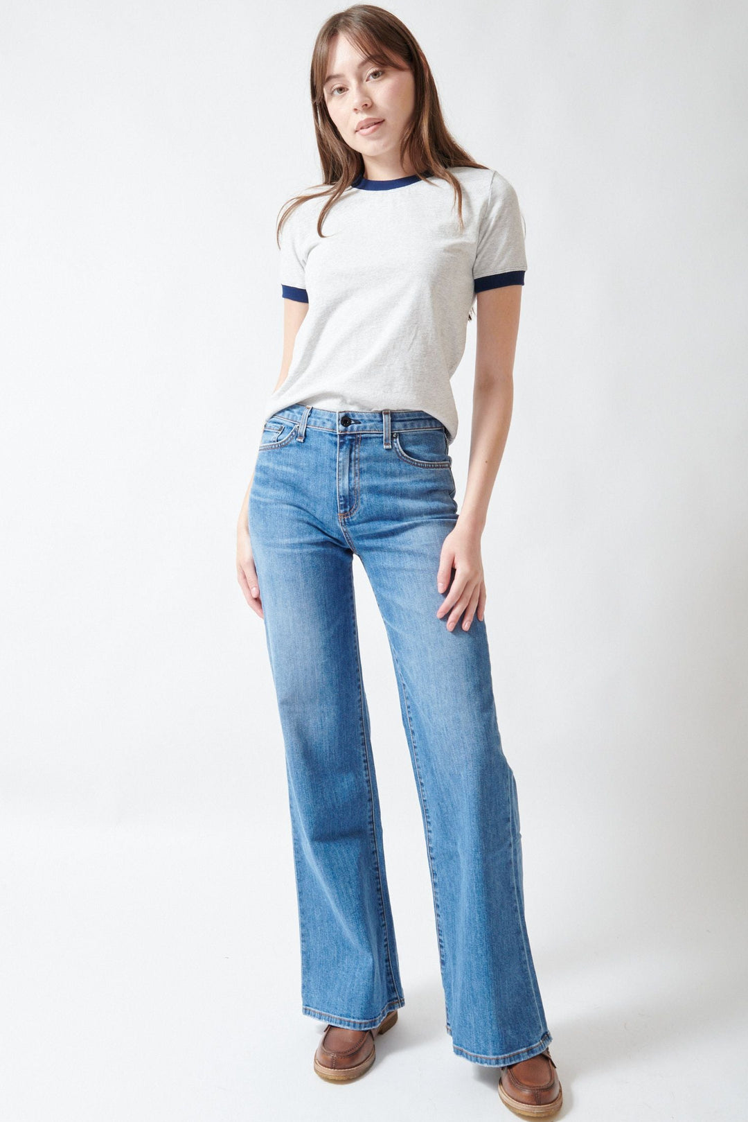 Angela wearing ASKK NY Bailer Jean front view