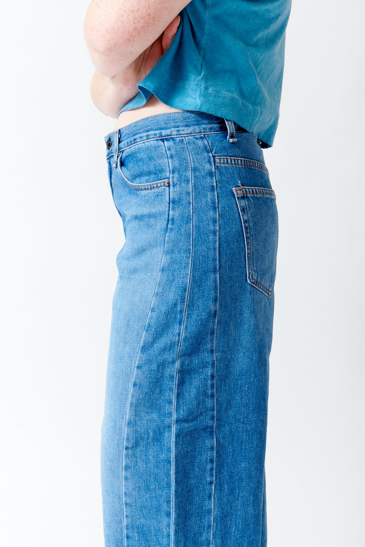 Waverly wearing ASKK NY Catamaran Jean side/detail view