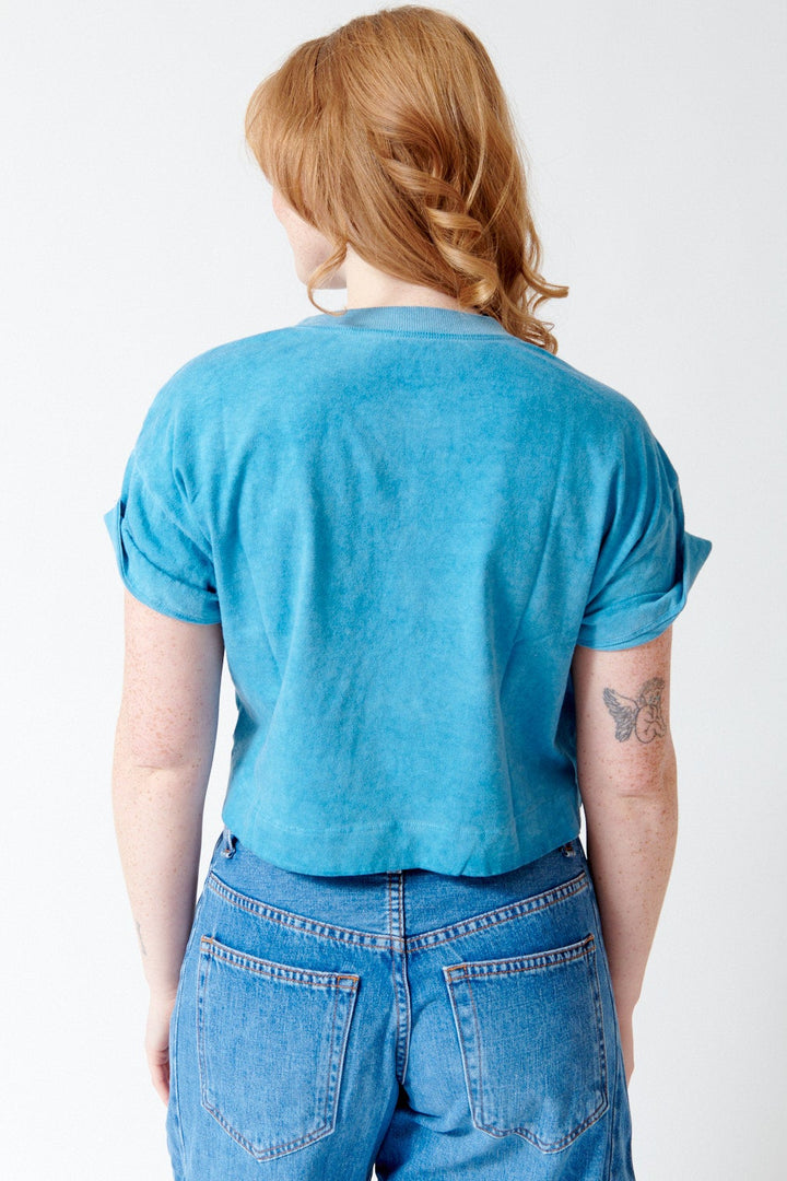 Waverly wearing ASKK NY Cuff Tee Twisted rear view