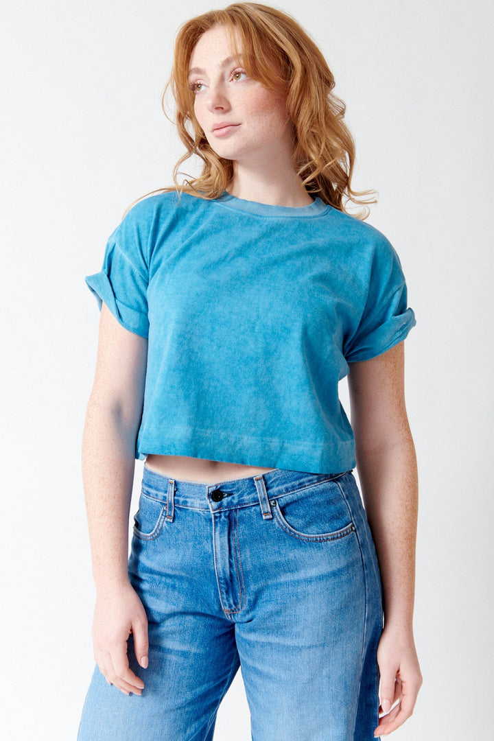 Waverly wearing ASKK NY Cuff Tee Twisted front view