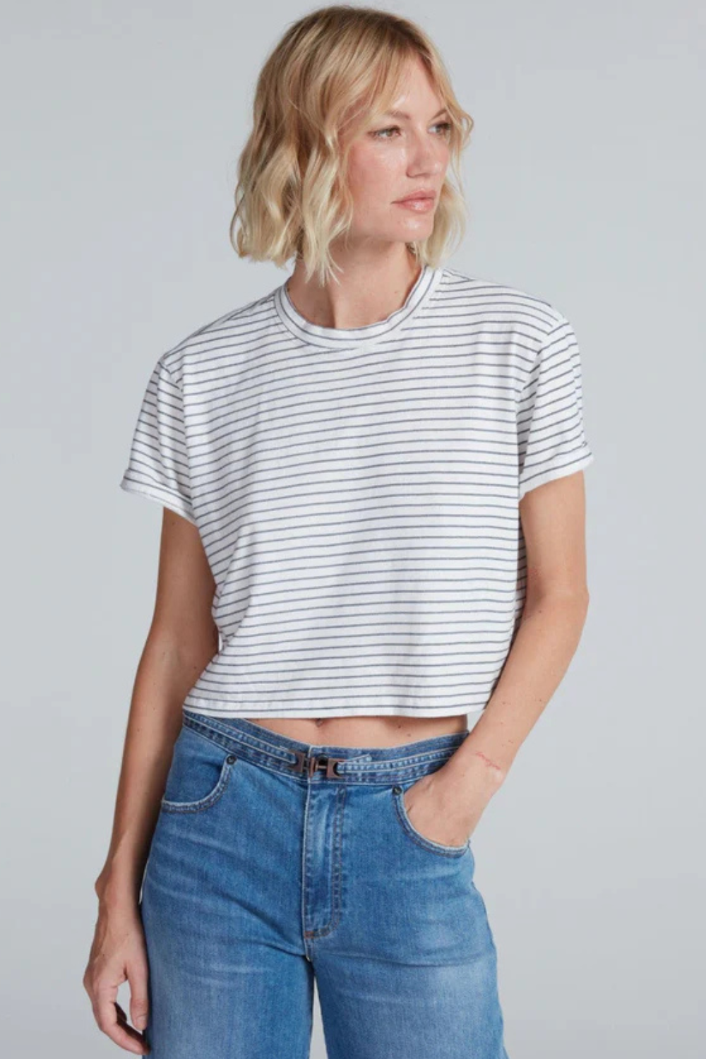 Model wearing ASKK NY Shrunken Boy Tee front view