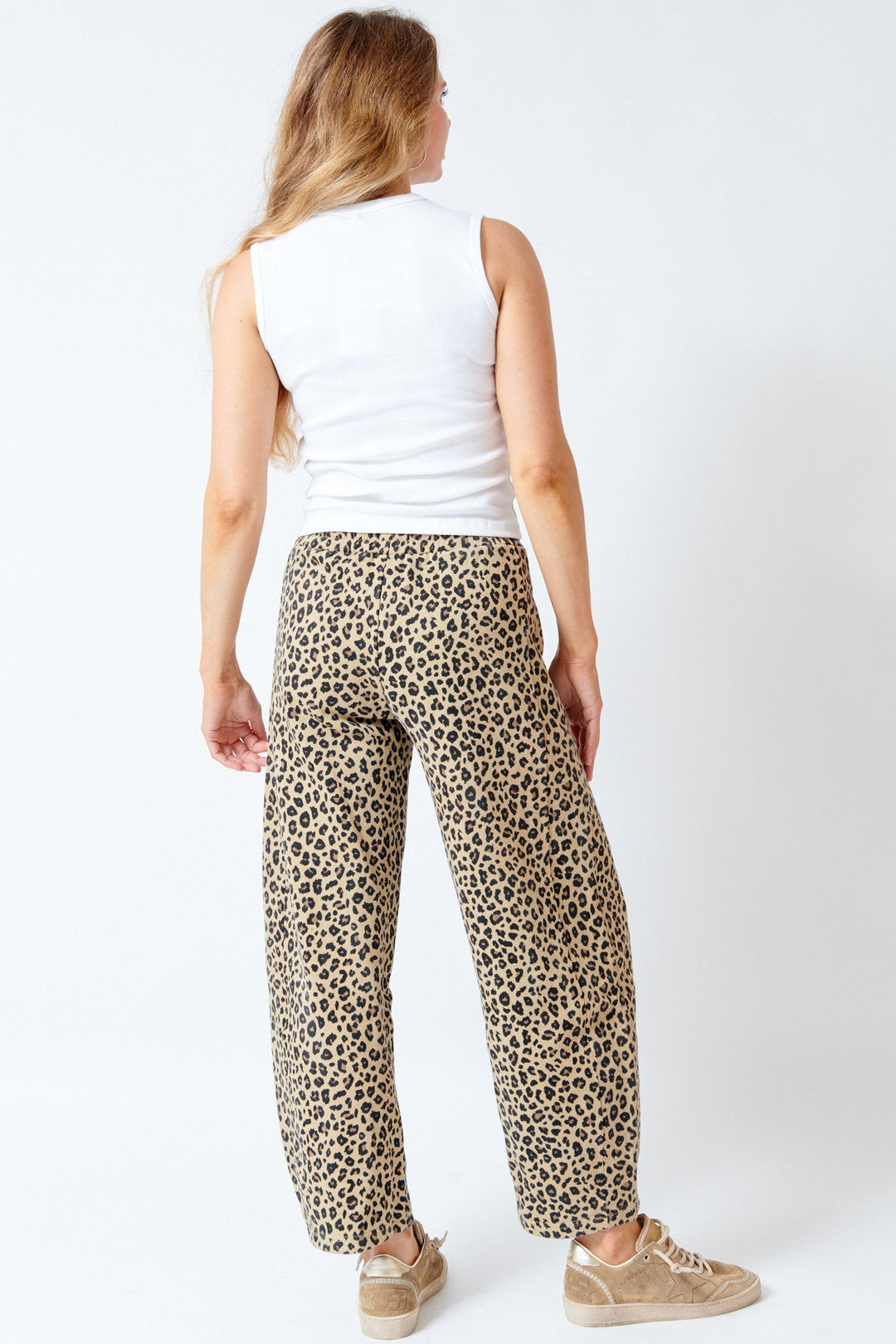 Mari wearing ASKK NY Cancun Sweatpant Leopard rear view