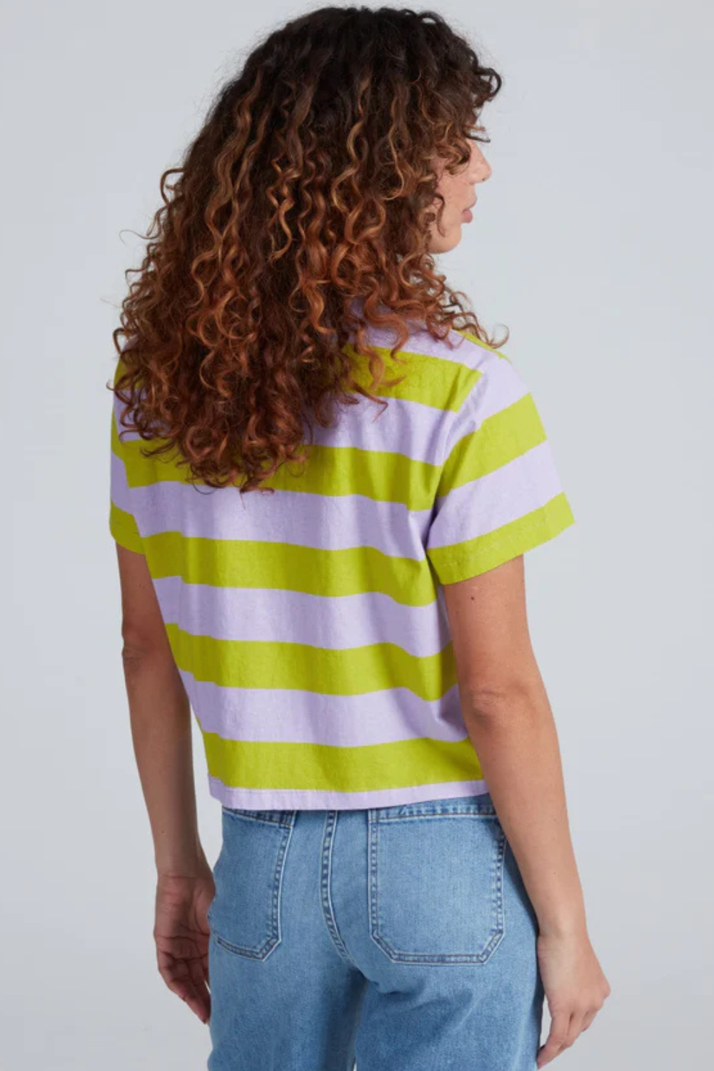 Model wearing ASKK NY Shrunken Boy Tee rear view