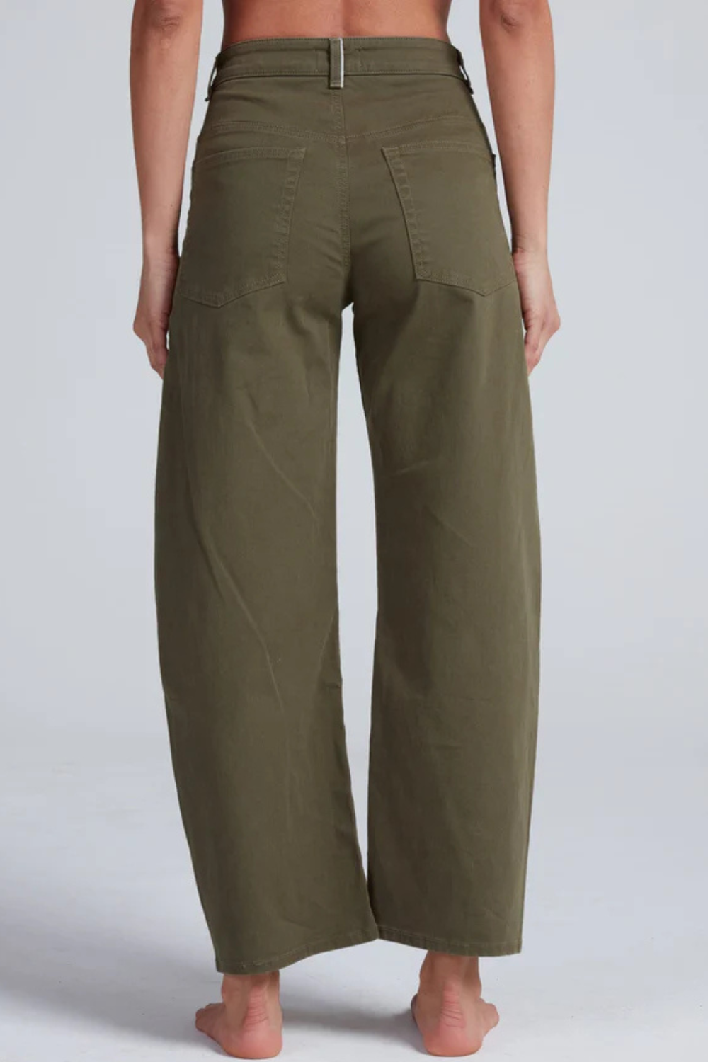 Model wearing ASKK NY Twisted Barrel Pant rear view