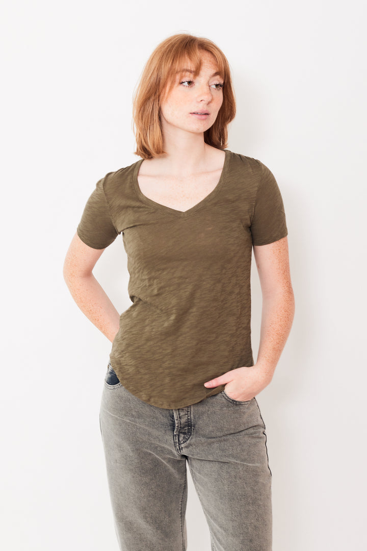 ATM Anthony Thomas Melillo Slub Jersey V-Neck Tee