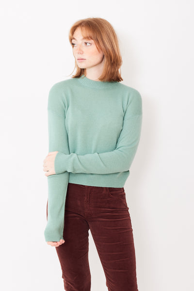 Allude Cropped Long Sleeve RD Sweater Front