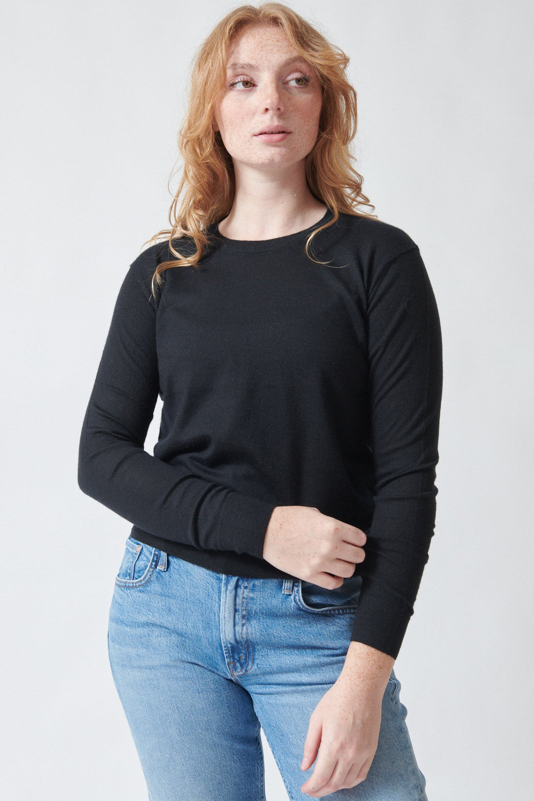 Model wearing Allude Full Sleeve Patty Sweater front view