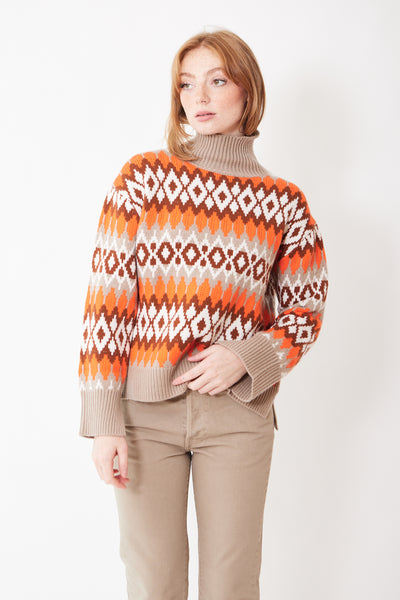 Front view of Allude Patterned Mockneck Sweater