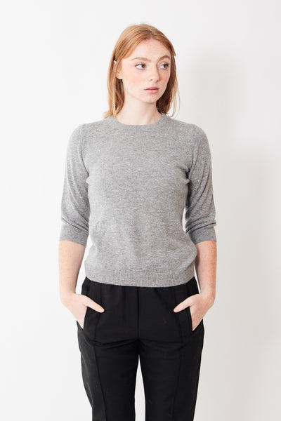 Front view of Allude ¾ Sleeve Cashmere RD Sweater