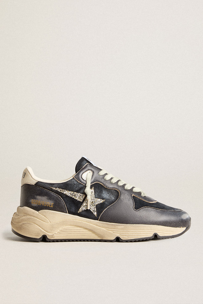 Men's Super-Star with suede star and platinum snake-print