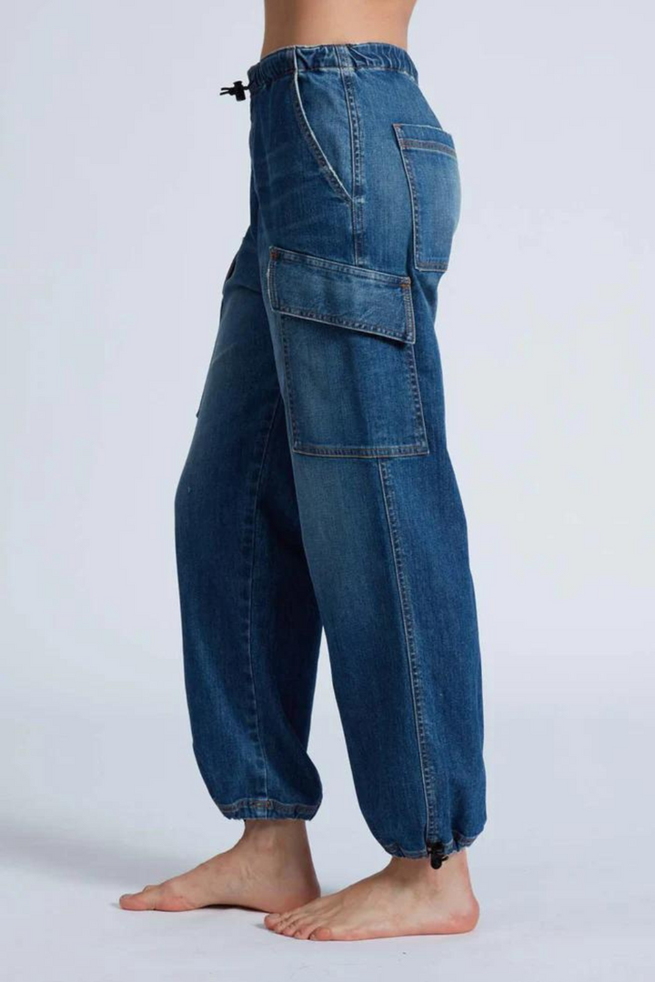 Model wearing ASKK NY Parachute Pant side view
