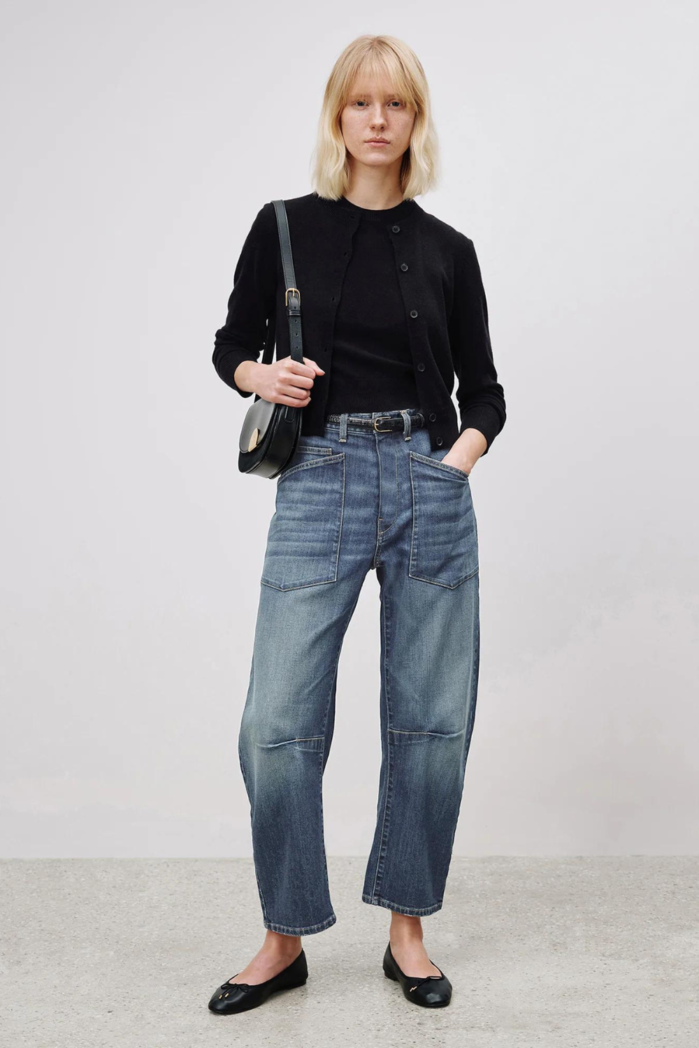 Model wearing Nili Lotan Shon Jean front view