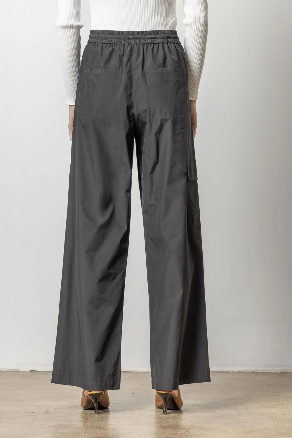 Model wearing Lilla P Nylon Cargo Pant rear view