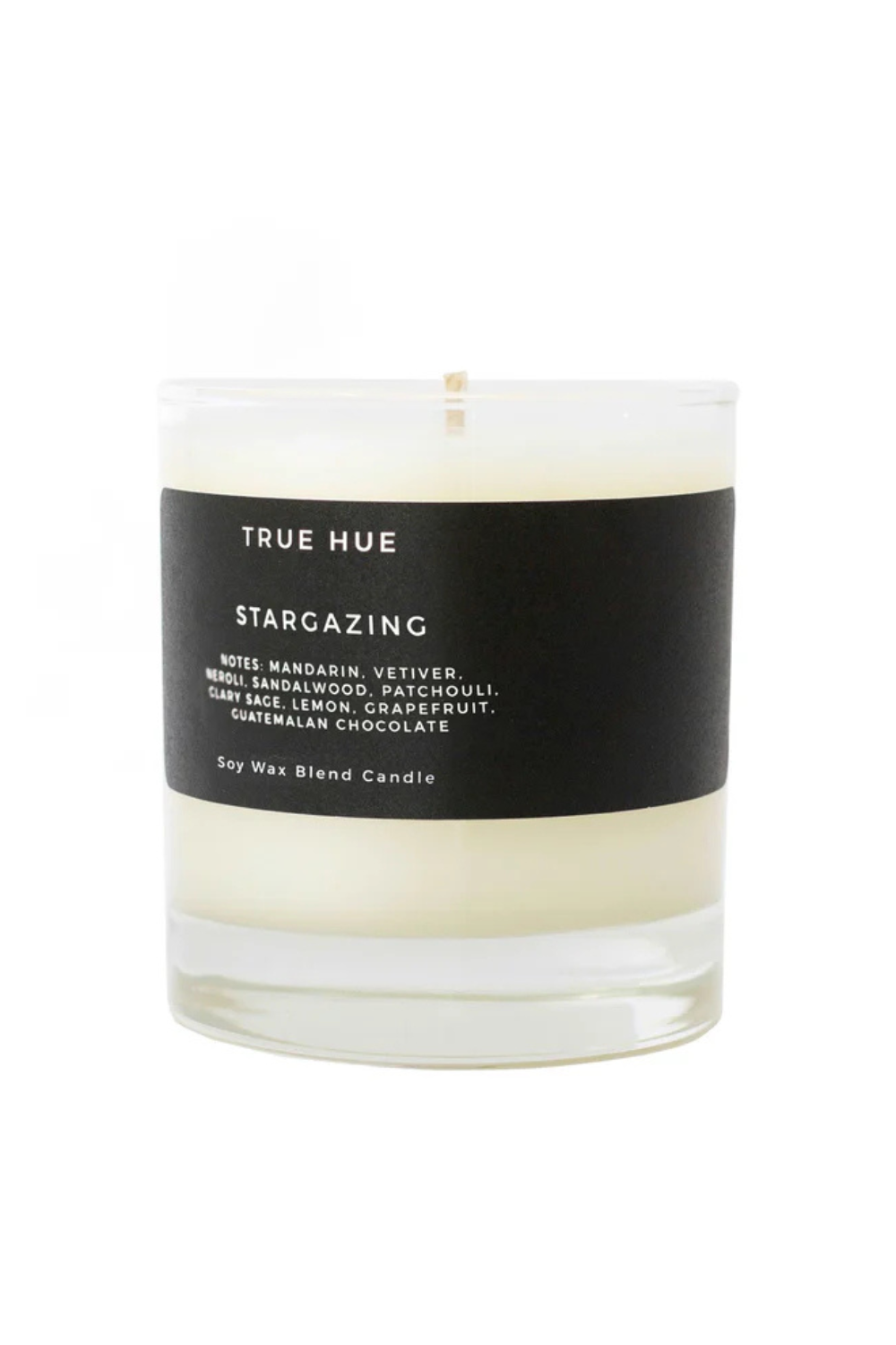 Front view of True Hue Soy Wax Blend Candle stargazing 
