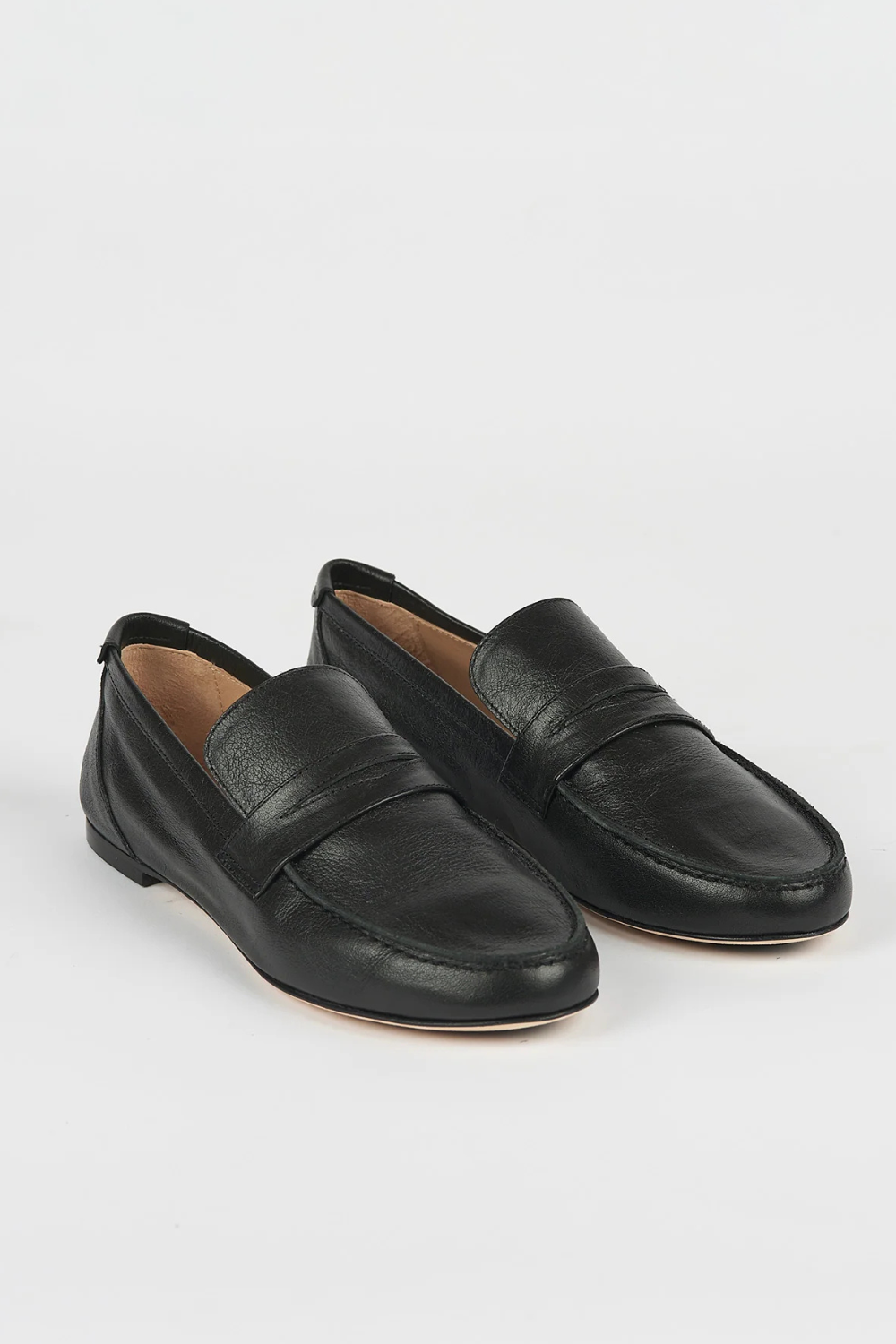 Flat lay of Jamie Haller The Penny Loafer In Leather front view