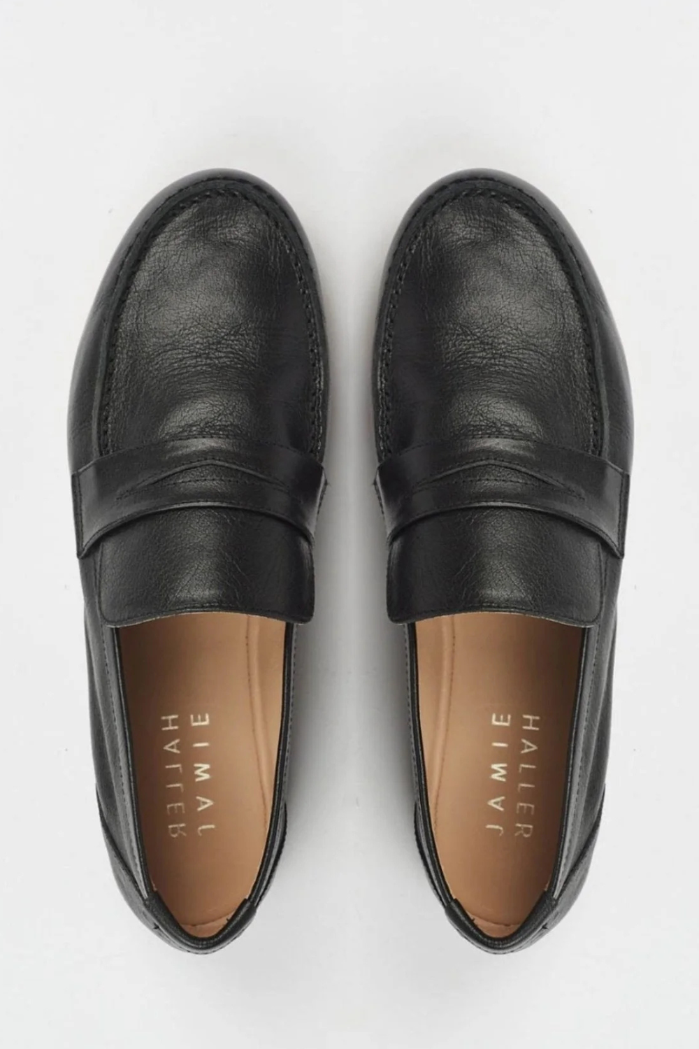 Flat lay of Jamie Haller The Penny Loafer In Leather top view