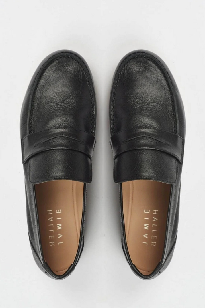 Flat lay of Jamie Haller The Penny Loafer In Leather top view