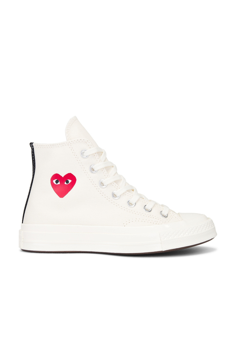 Flat lay of Comme des Garçons PLAY High Top side view