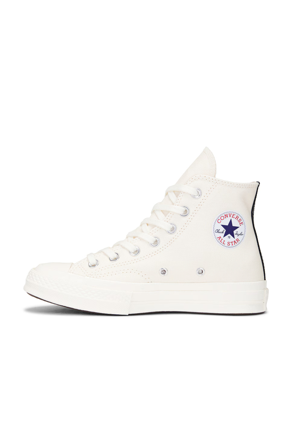 Flat lay of Comme des Garçons PLAY High Top side view