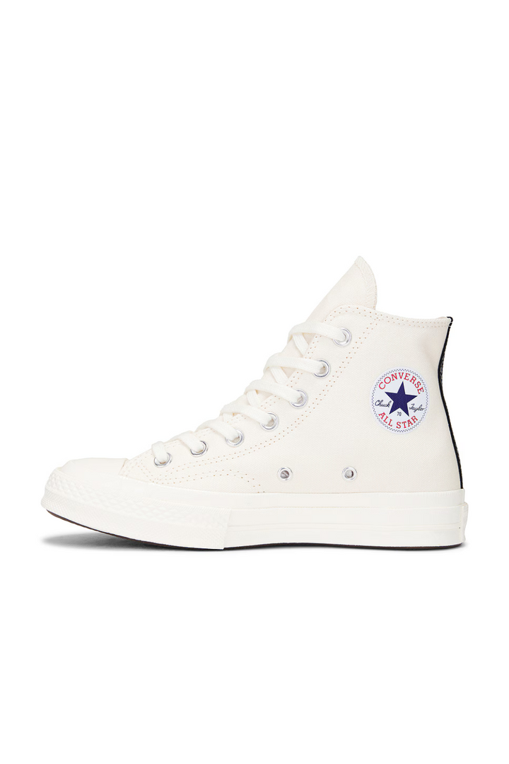 Flat lay of Comme des Garçons PLAY High Top side view