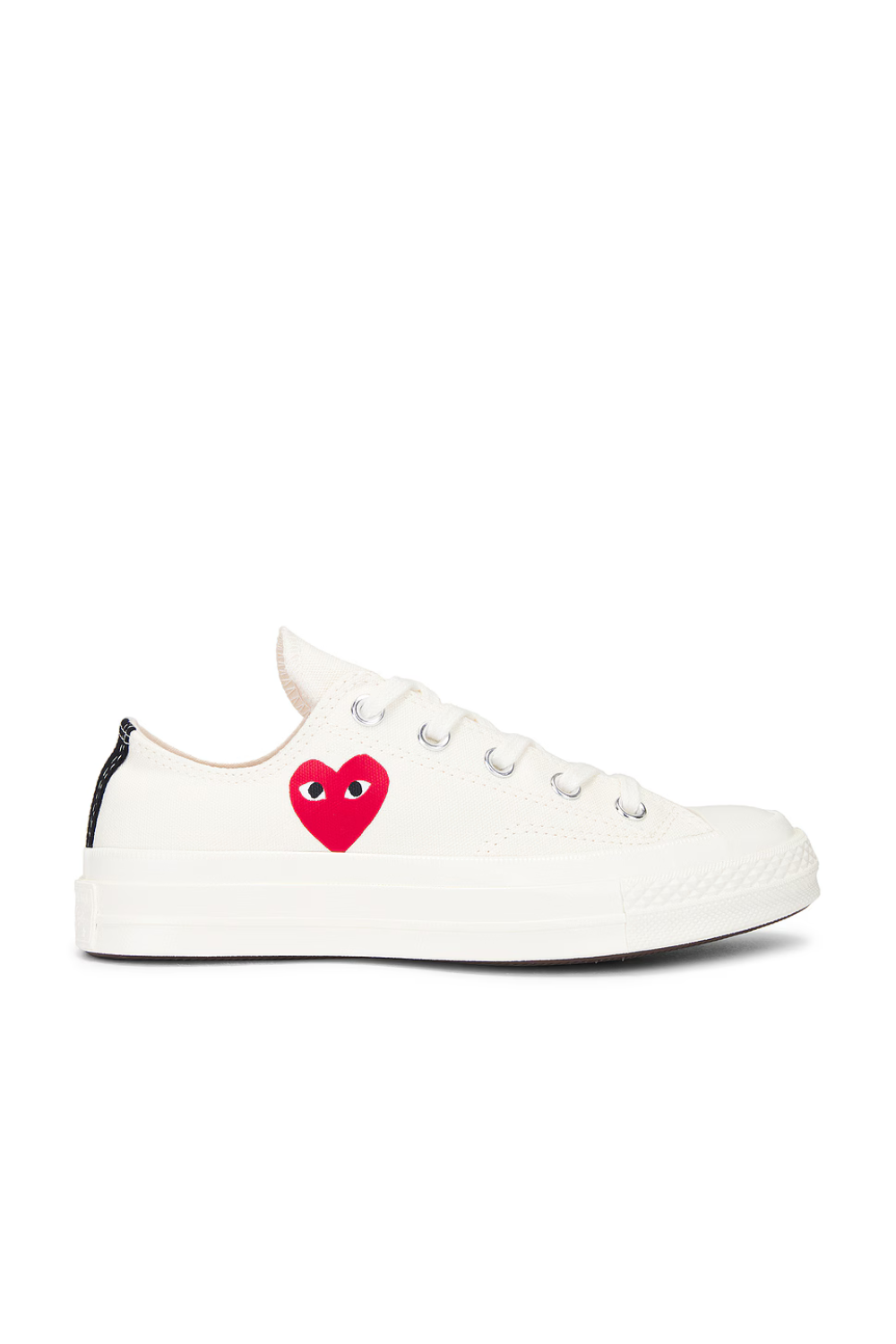 Flat lay of Comme des Garçons PLAY Low Top side view